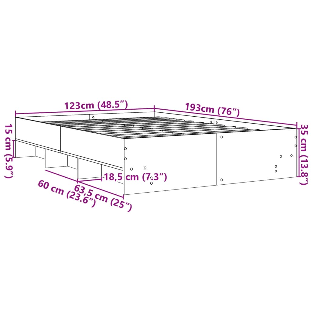 Okvir za krevet bijeli 120x190 cm konstruirano drvo
