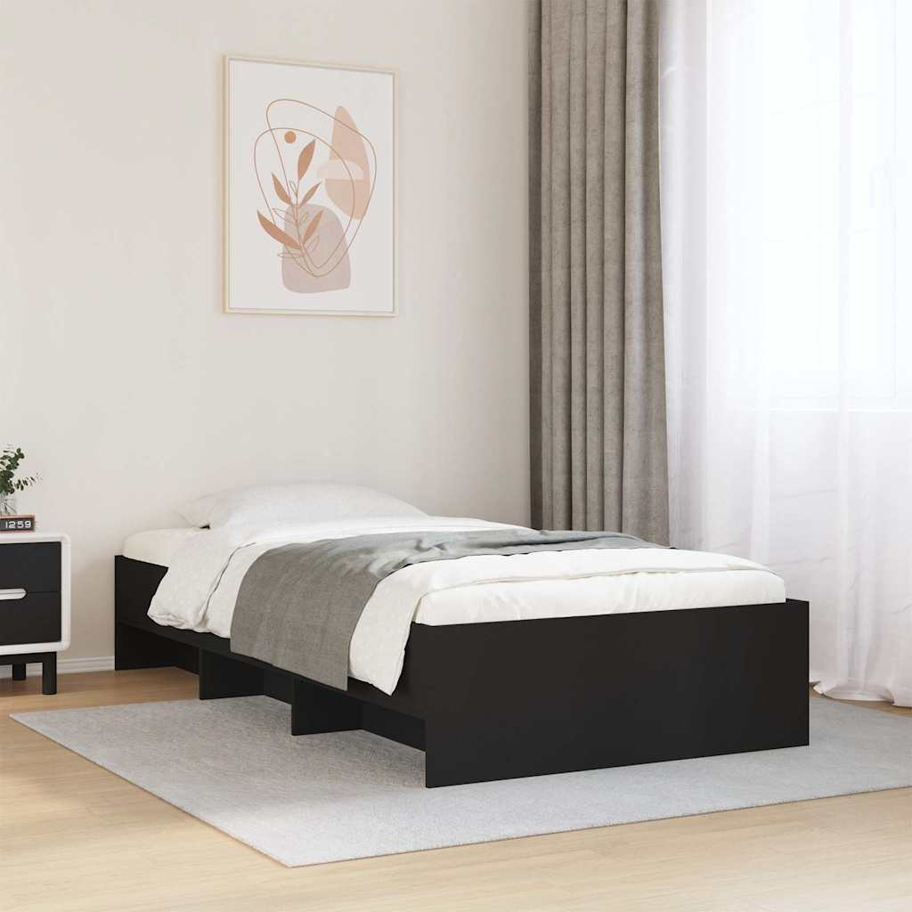 Okvir za krevet crni 75 x 190 cm od konstruiranog drva