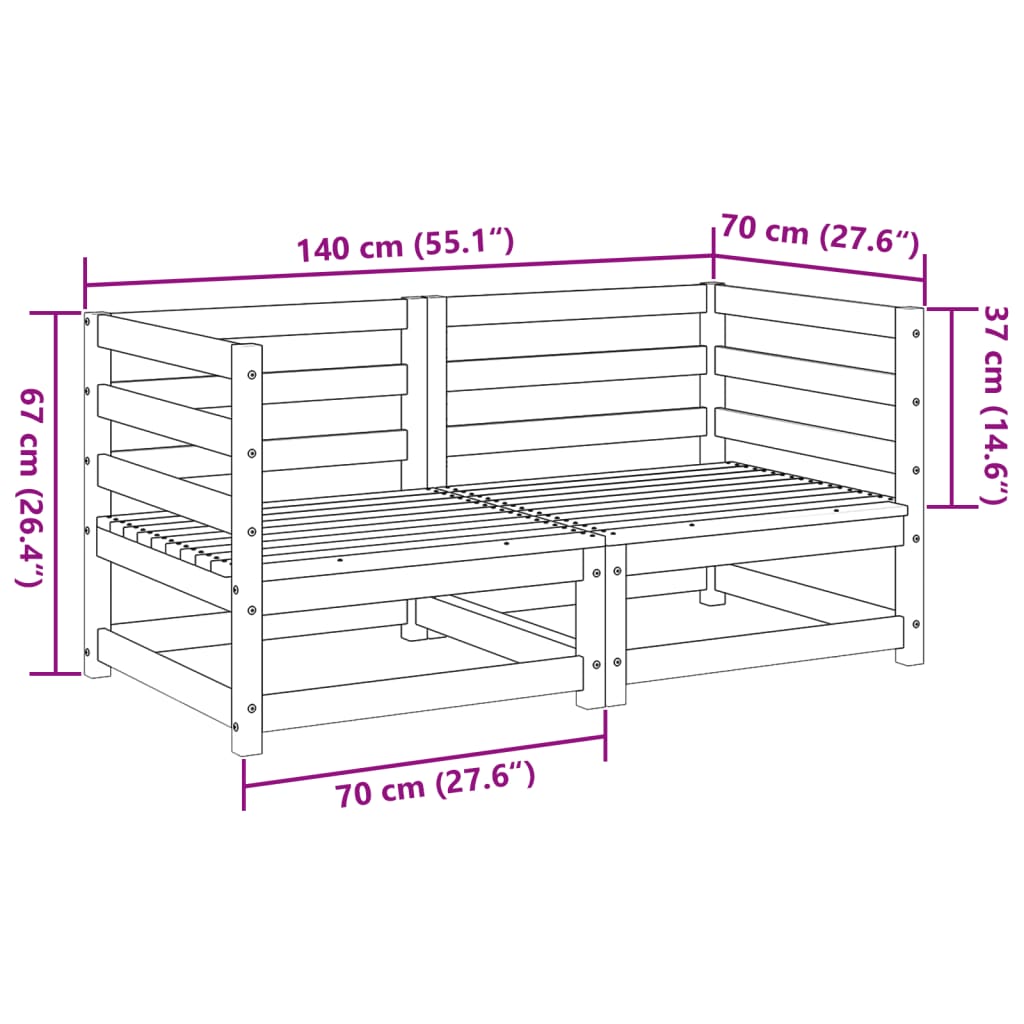 2-dijelni set vrtnih sofa od impregnirane borovine