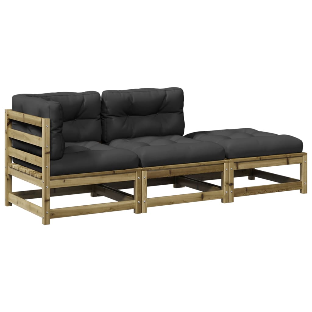 3-dijelni set vrtnih sofa s jastucima od impregnirane borovine