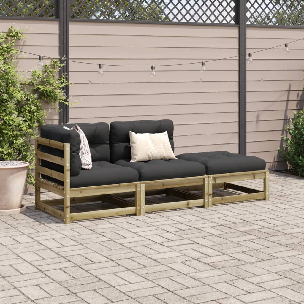 3-dijelni set vrtnih sofa s jastucima od impregnirane borovine