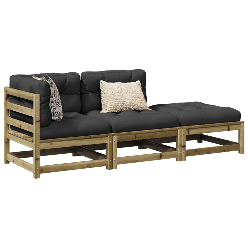 3-dijelni set vrtnih sofa s jastucima od impregnirane borovine