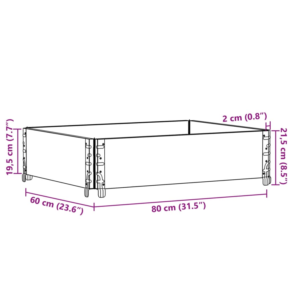 Okvir za palete sivi 80 x 60 cm od masivne borovine