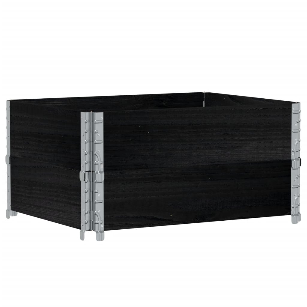 Okviri za palete 2 kom crni 80x60 cm od masivne borovine