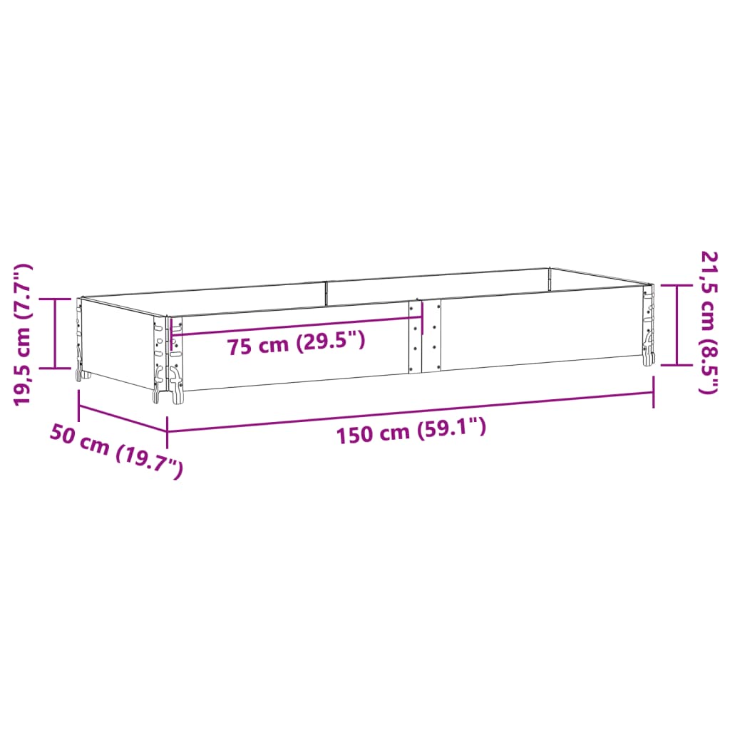 Okvir za palete crni 150 x 50 cm od masivne borovine