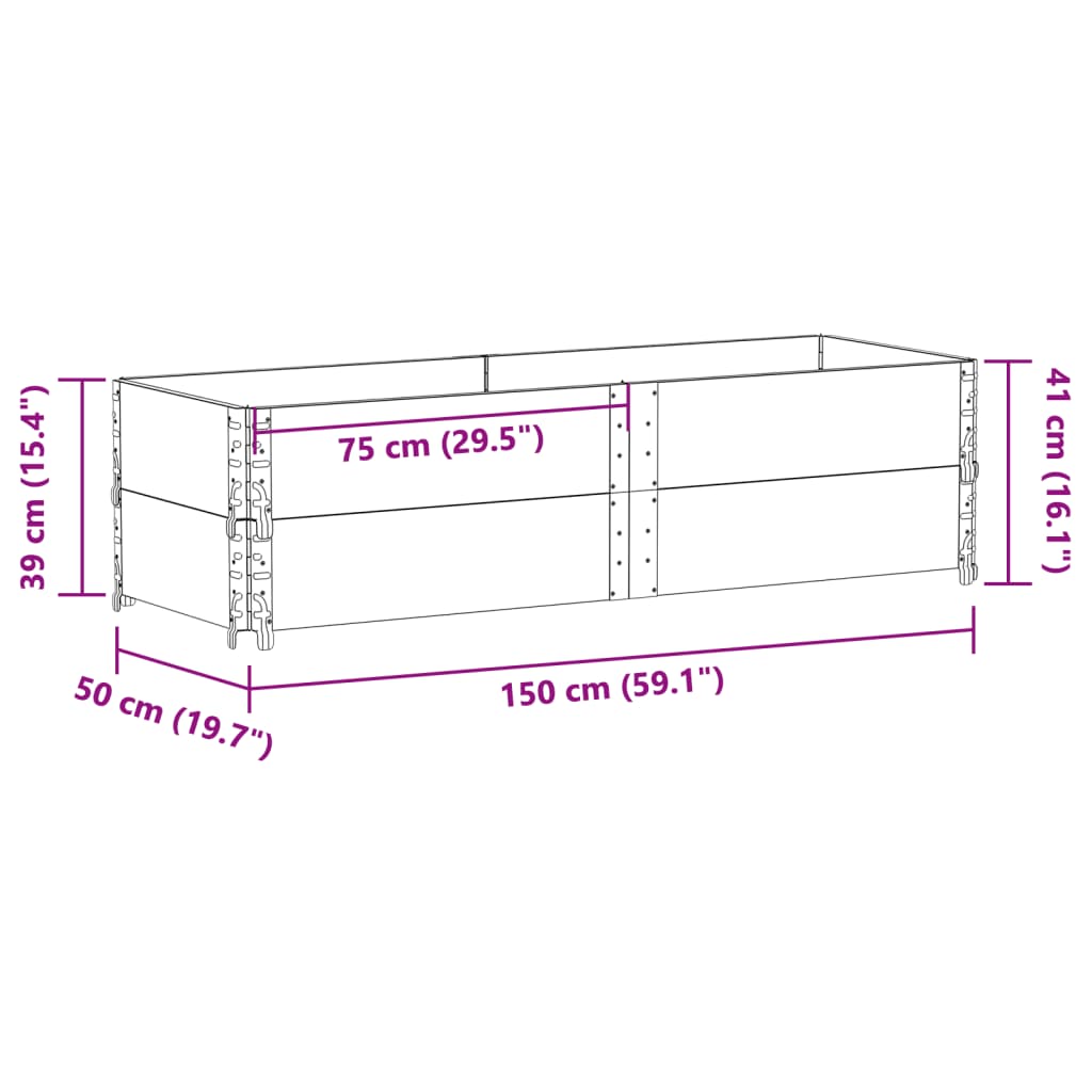 Okviri za palete 2 kom 150x50 cm od masivne borovine