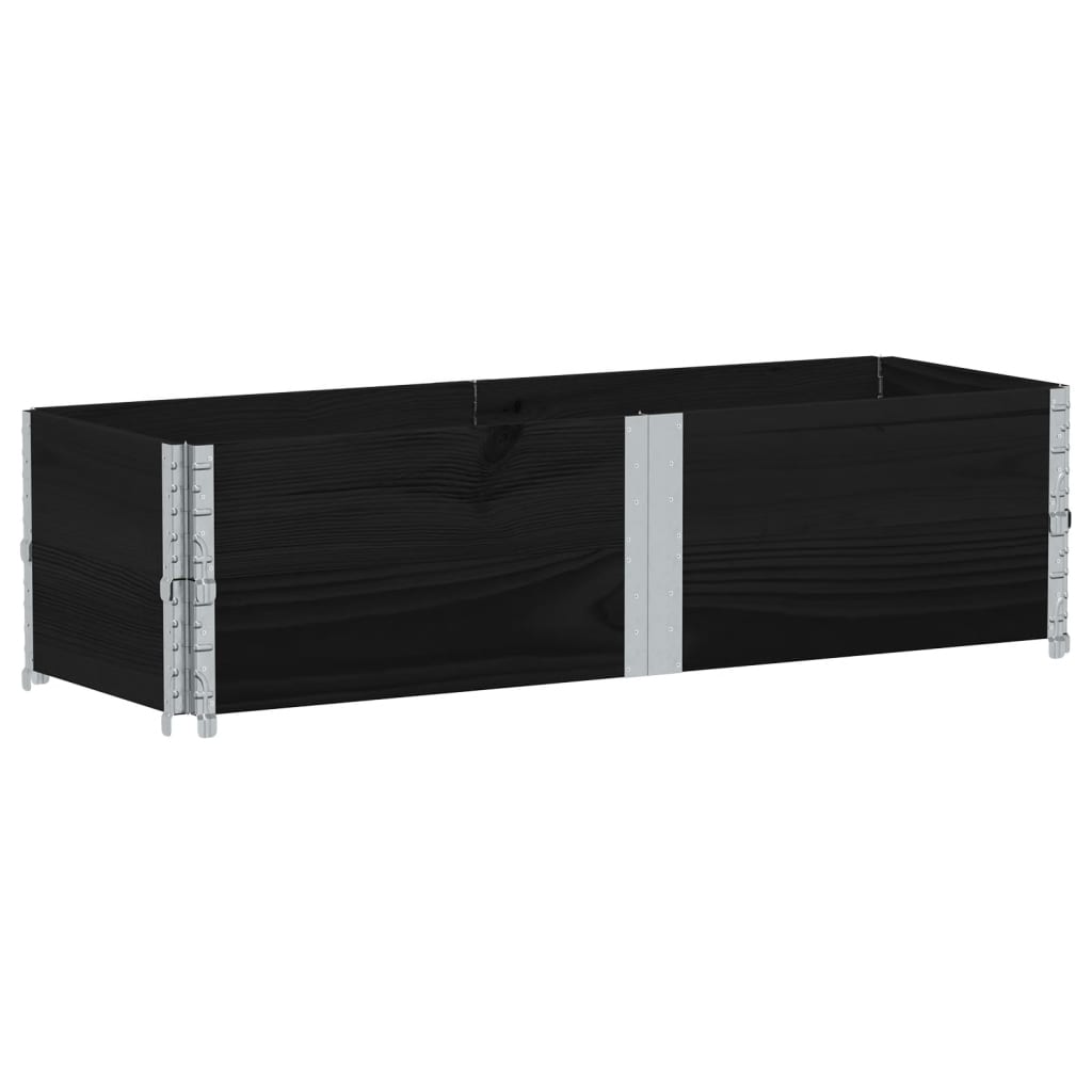 Okviri za palete 2 kom crni 150x50 cm od masivne borovine