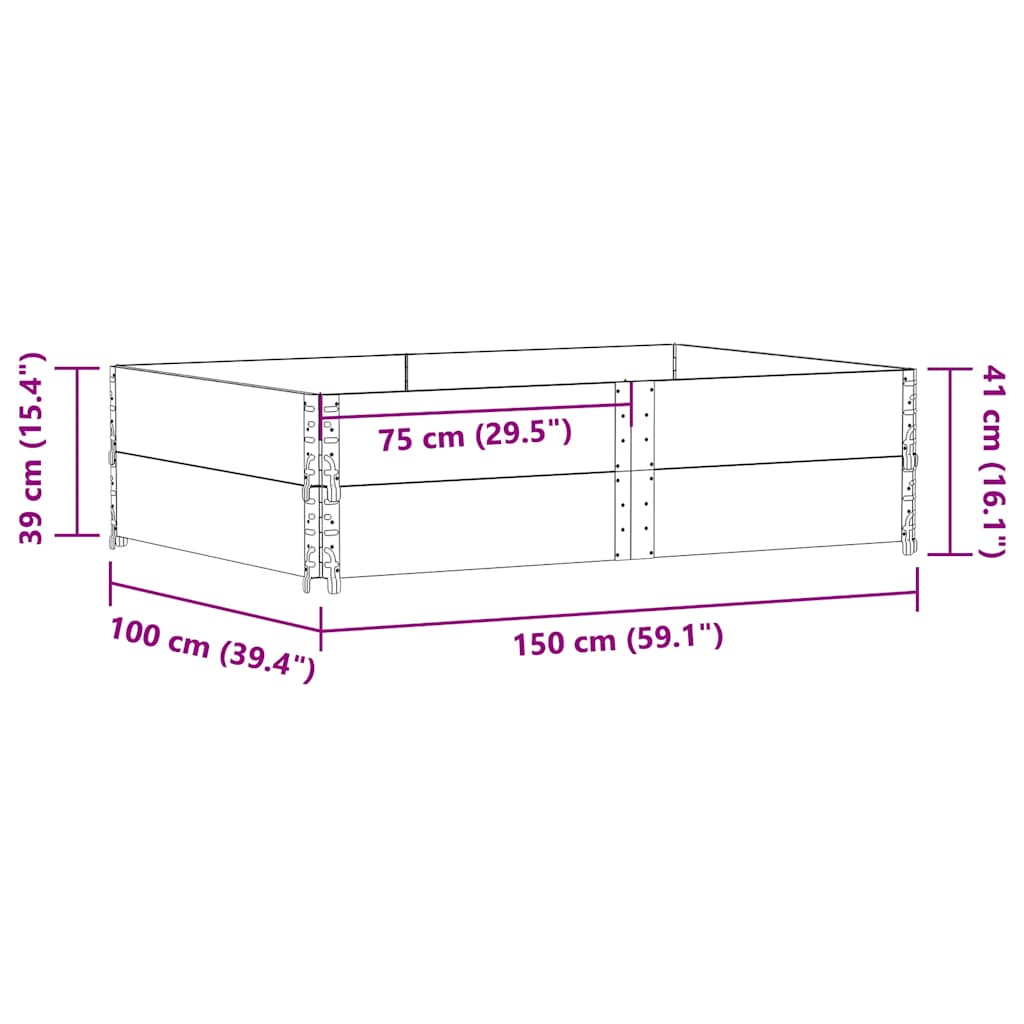 Okviri za palete 2 kom 150x100 cm od masivne borovine
