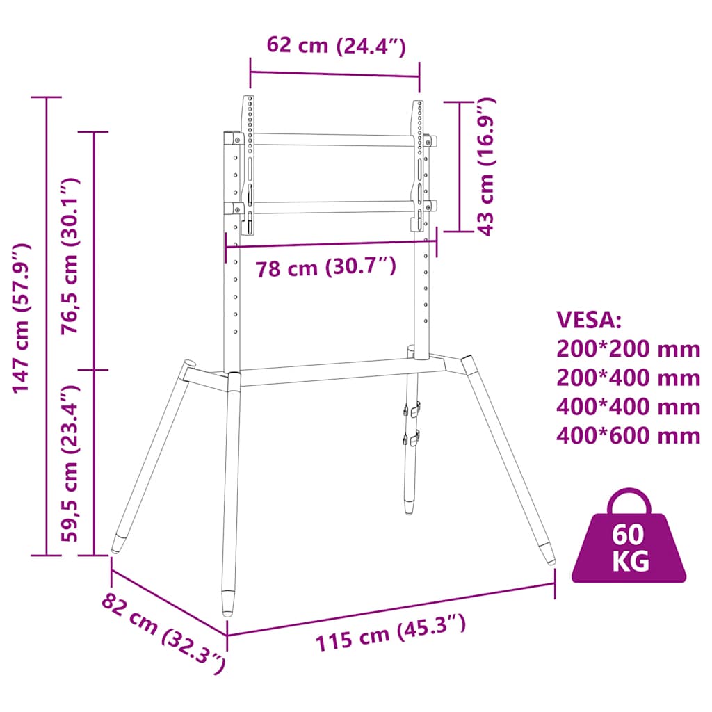 TV stalak za zaslon od 37-86 inča maks. VESA 400 x 600 mm 60 kg
