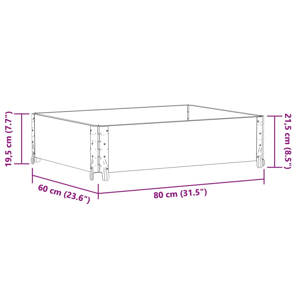 Vrtna sadilica siva 80x60 cm od masivne borovine