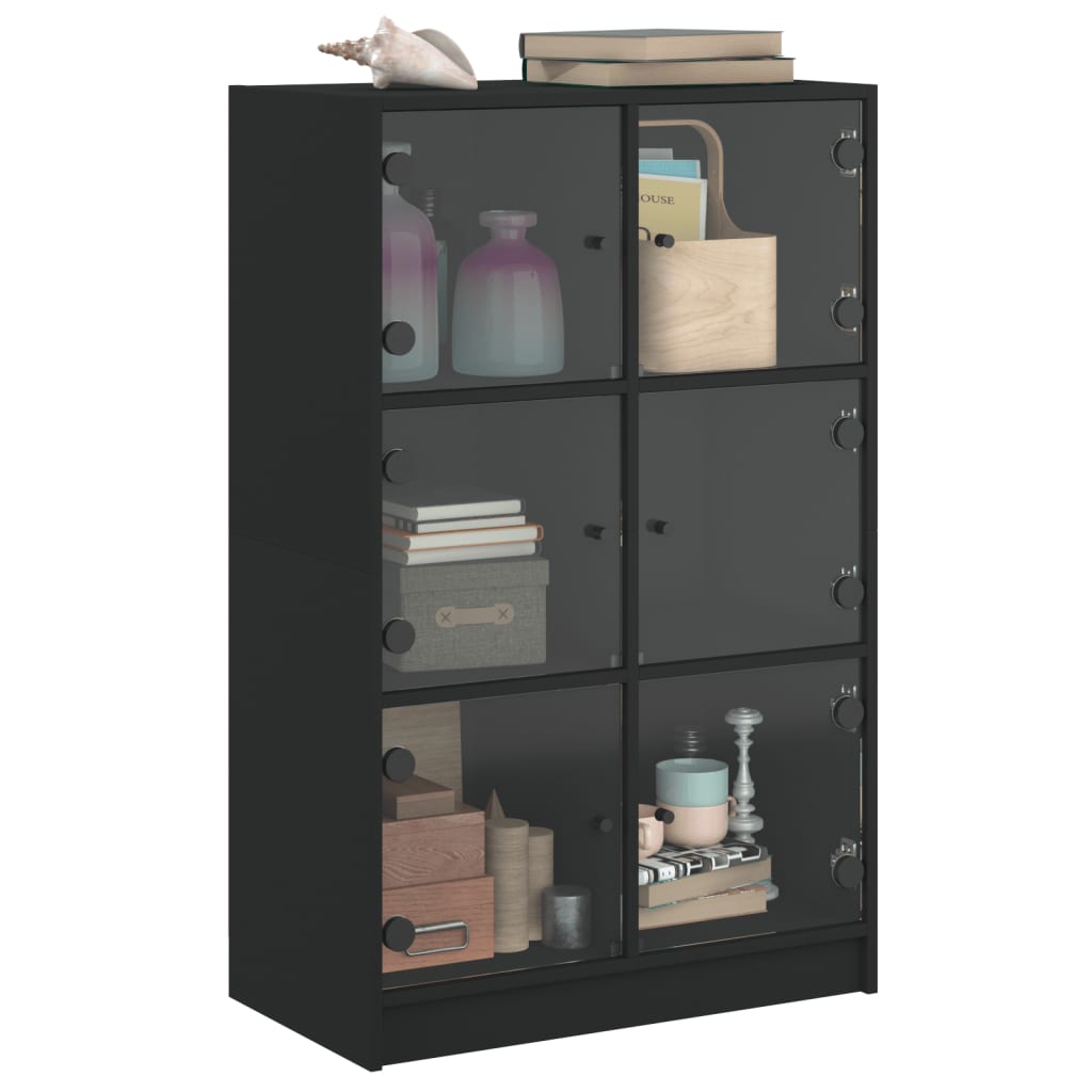 Visoka komoda s vratima crna 68x37x109 cm konstruirano drvo