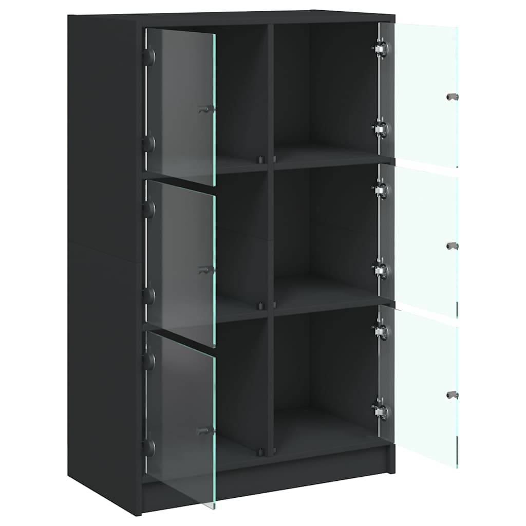 Visoka komoda s vratima crna 68x37x109 cm konstruirano drvo