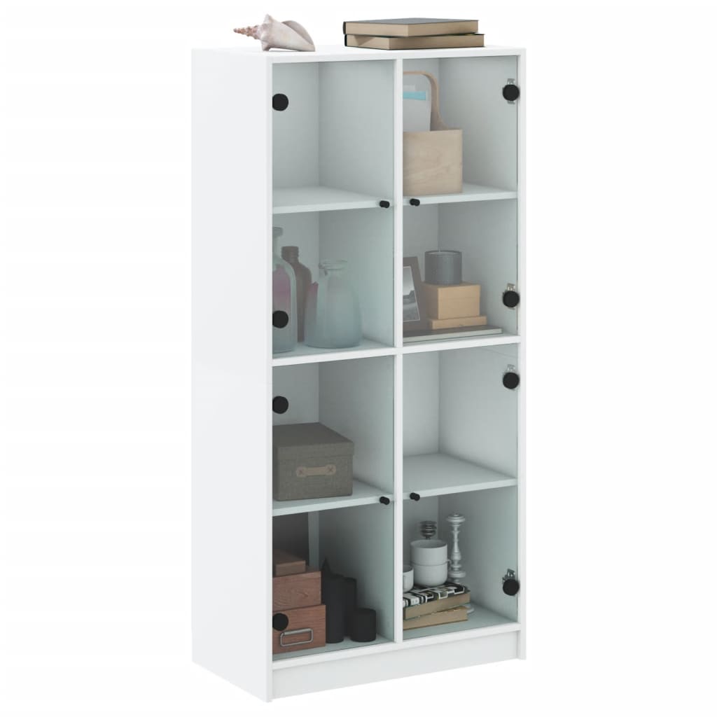 Visoka komoda s vratima bijela 68x37x142 cm konstruirano drvo