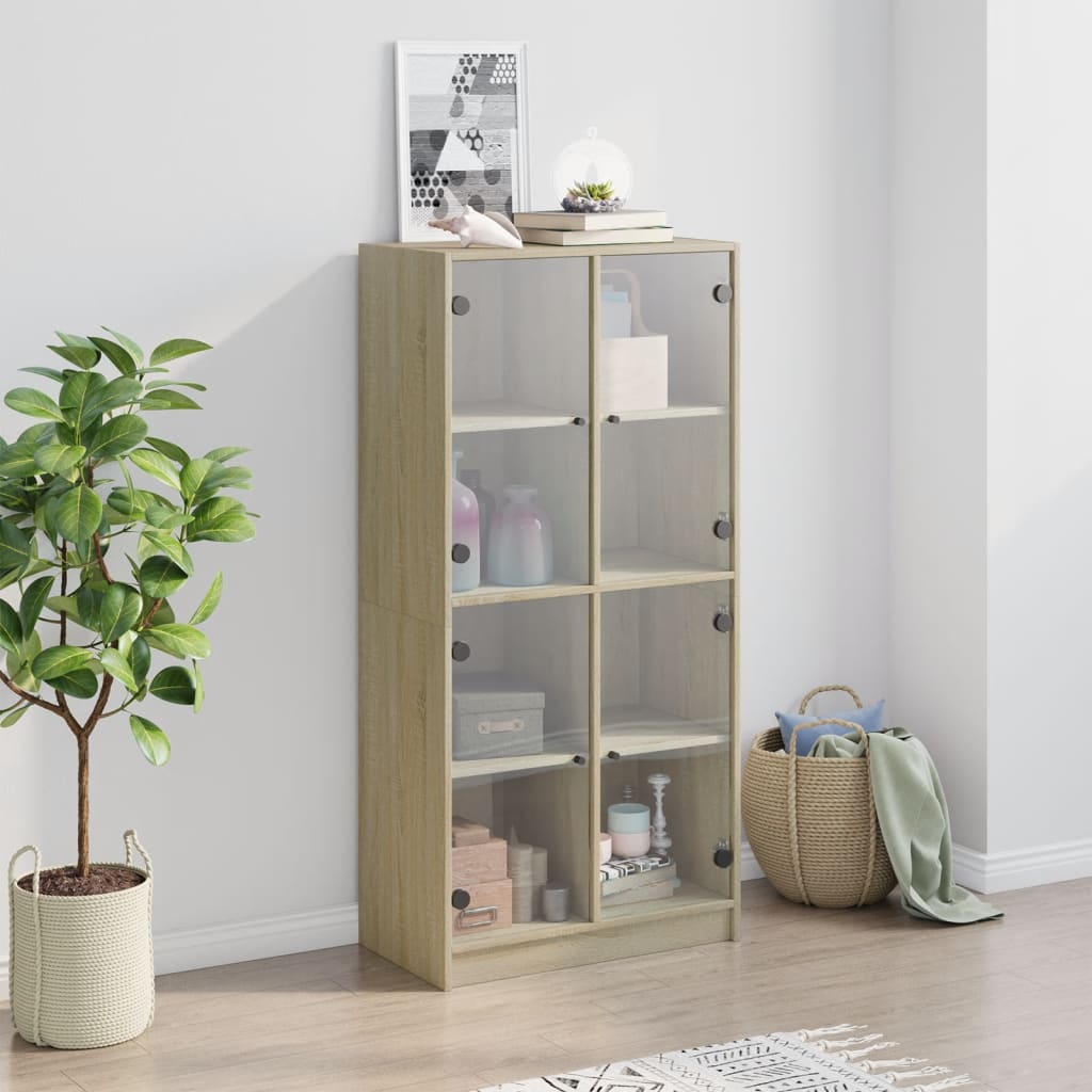 Visoka komoda s vratima 68x37x142 cm konstruirano drvo