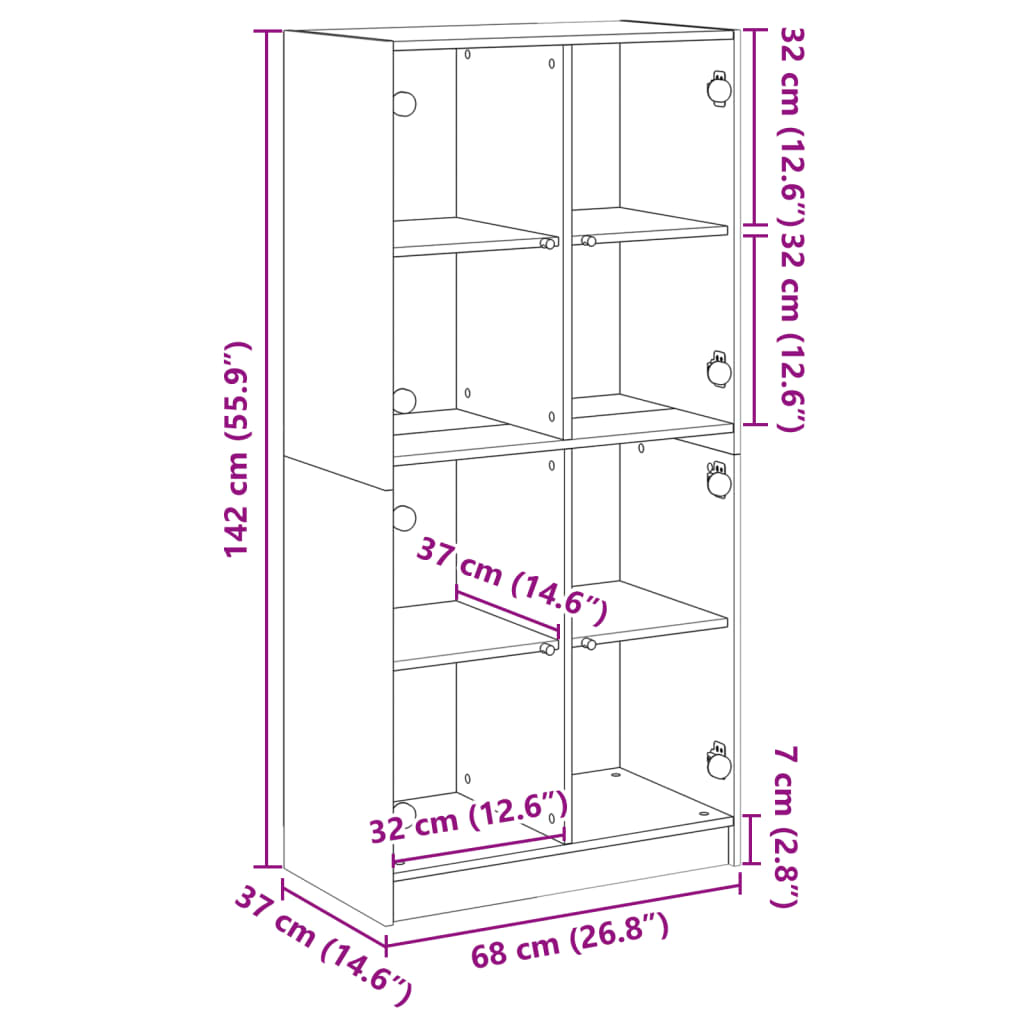 Visoka komoda s vratima 68x37x142 cm konstruirano drvo