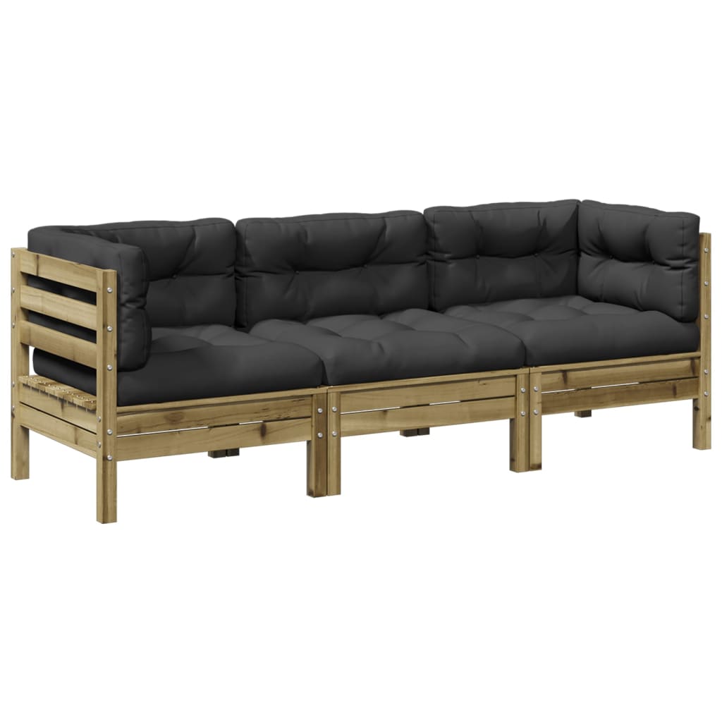 3-dijelni set vrtnih sofa s jastucima od impregnirane borovine