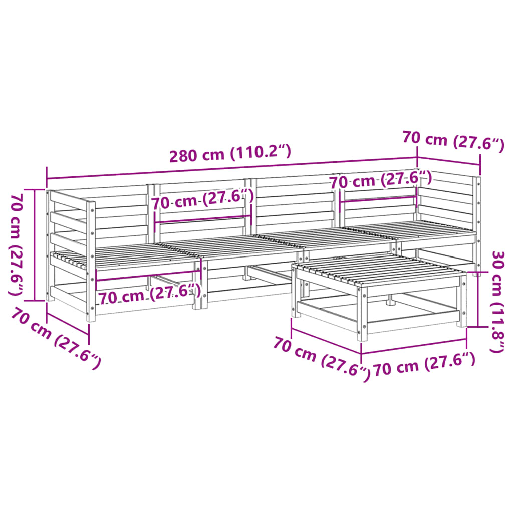 5-dijelni set vrtnih sofa od impregnirane borovine
