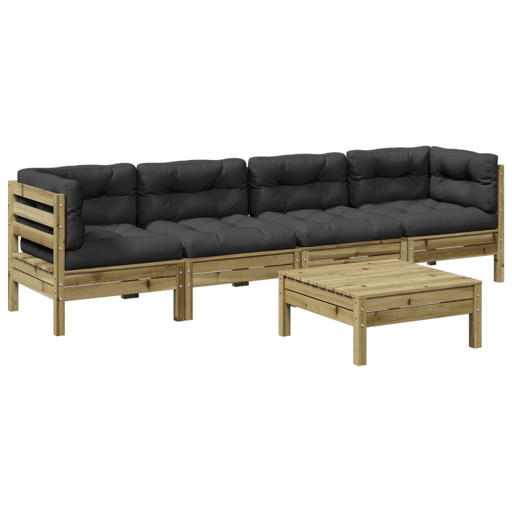5-dijelni set vrtnih sofa s jastucima od impregnirane borovine
