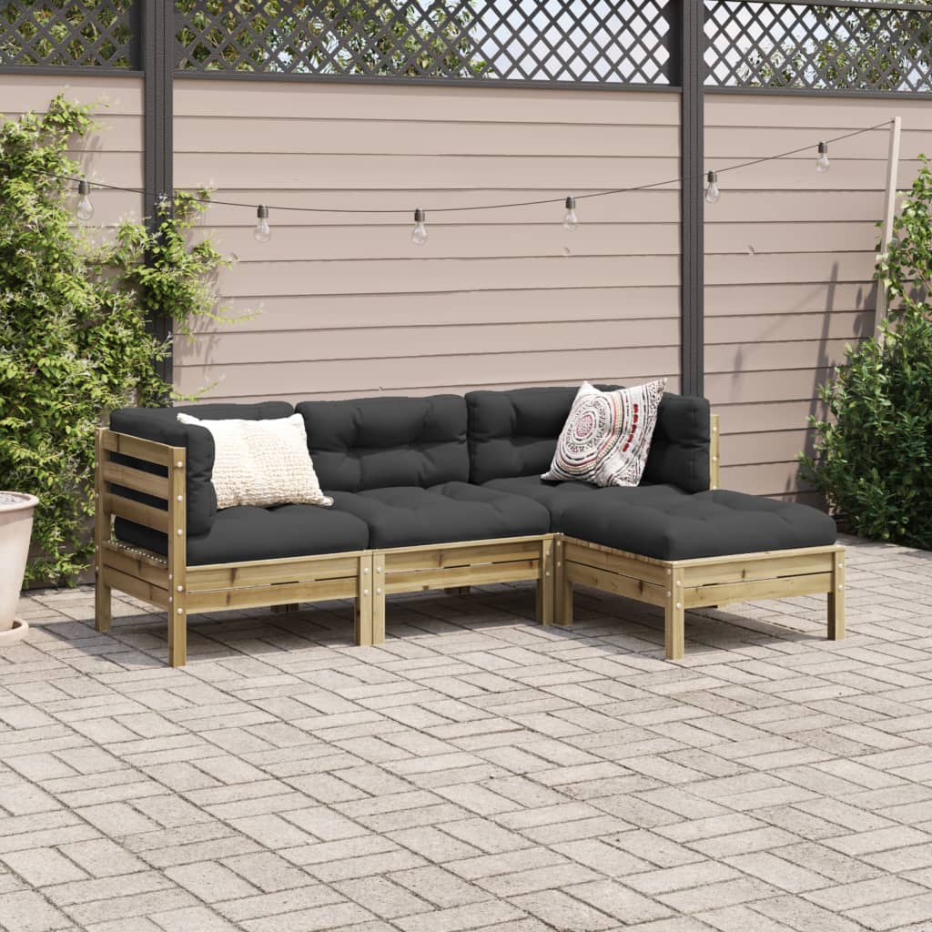 4-dijelni set vrtnih sofa s jastucima od impregnirane borovine