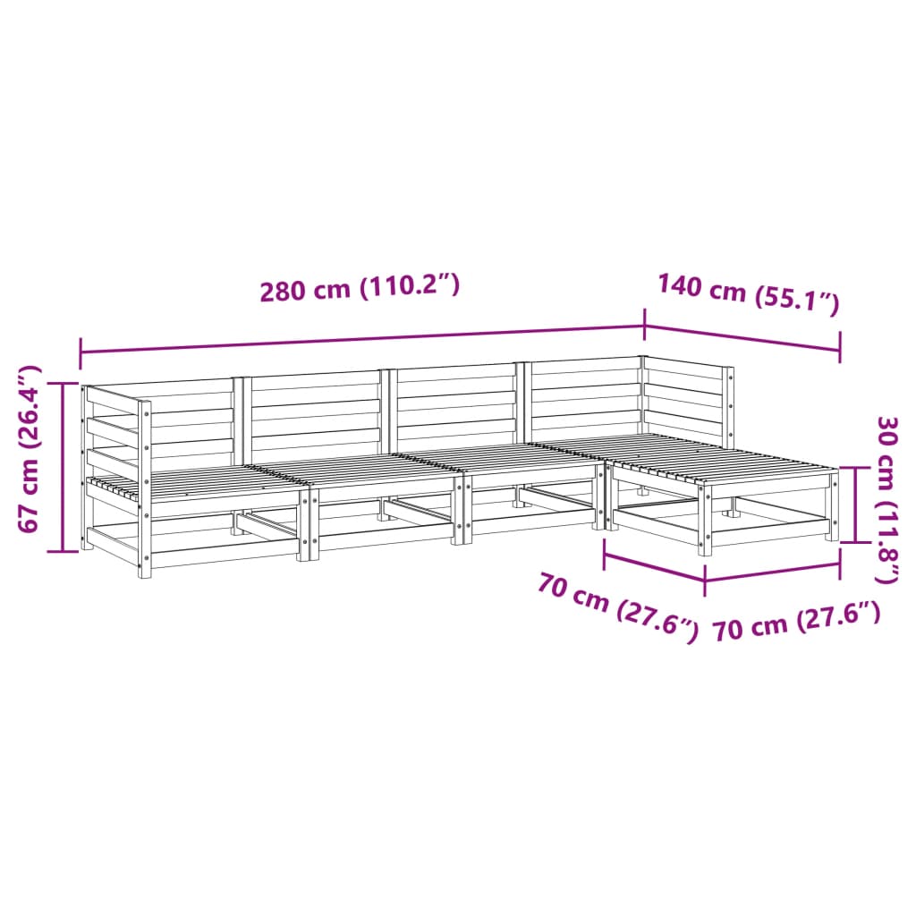 5-dijelni set vrtnih sofa od masivne borovine