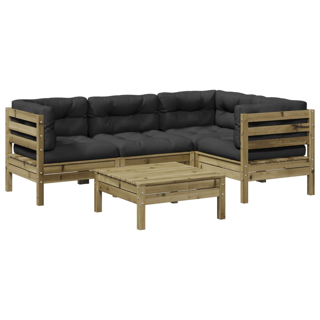 5-dijelni set vrtnih sofa s jastucima od impregnirane borovine