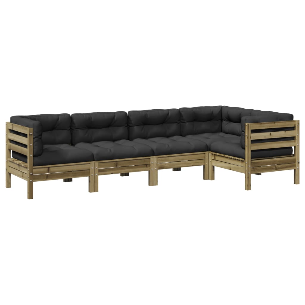 5-dijelni set vrtnih sofa s jastucima od borovine