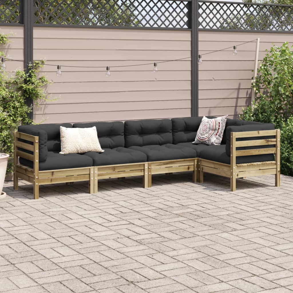 5-dijelni set vrtnih sofa s jastucima od borovine
