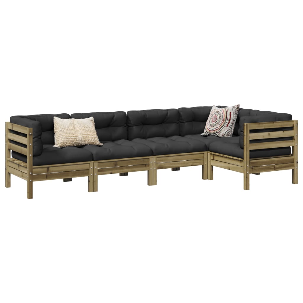 5-dijelni set vrtnih sofa s jastucima od borovine
