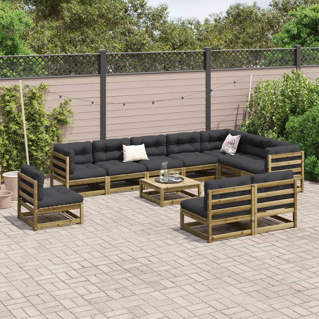 11-dijelni set vrtnih sofa od impregnirane borovine