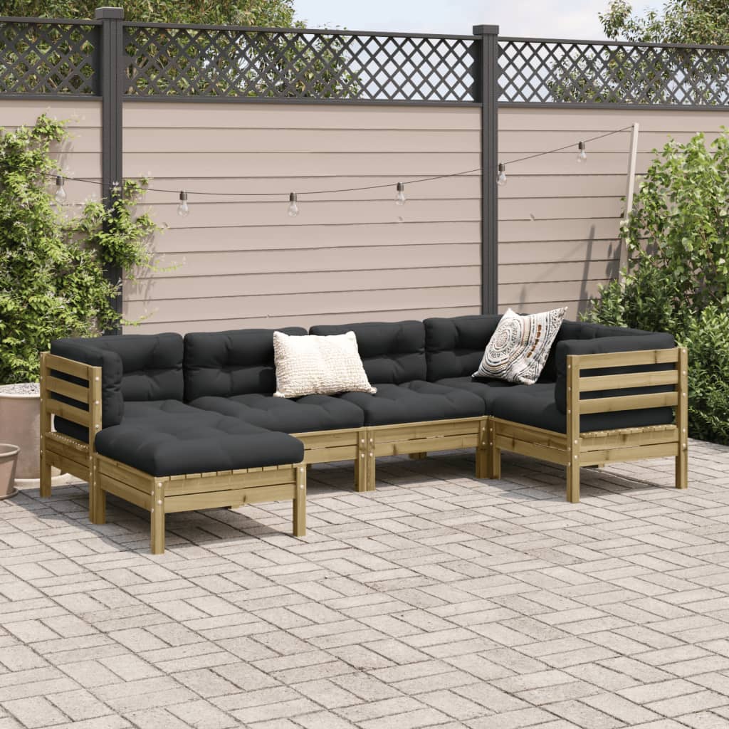 6-dijelni set vrtnih sofa od impregnirane borovine s jastucima