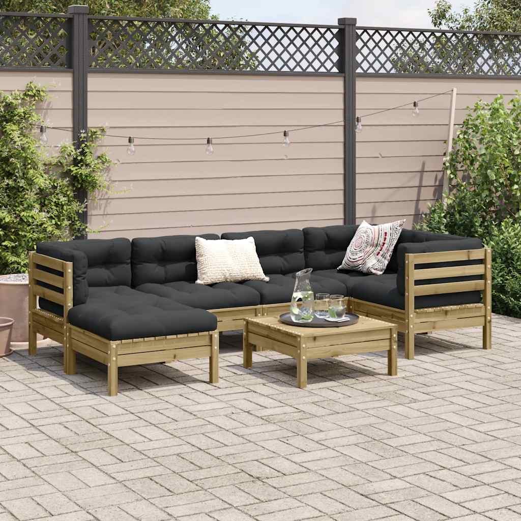7-dijelni set vrtnih sofa od impregnirane borovine s jastucima