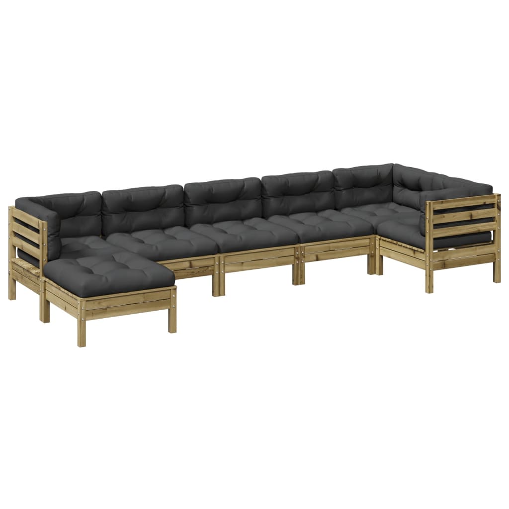 7-dijelni set vrtnih sofa od impregnirane borovine s jastucima