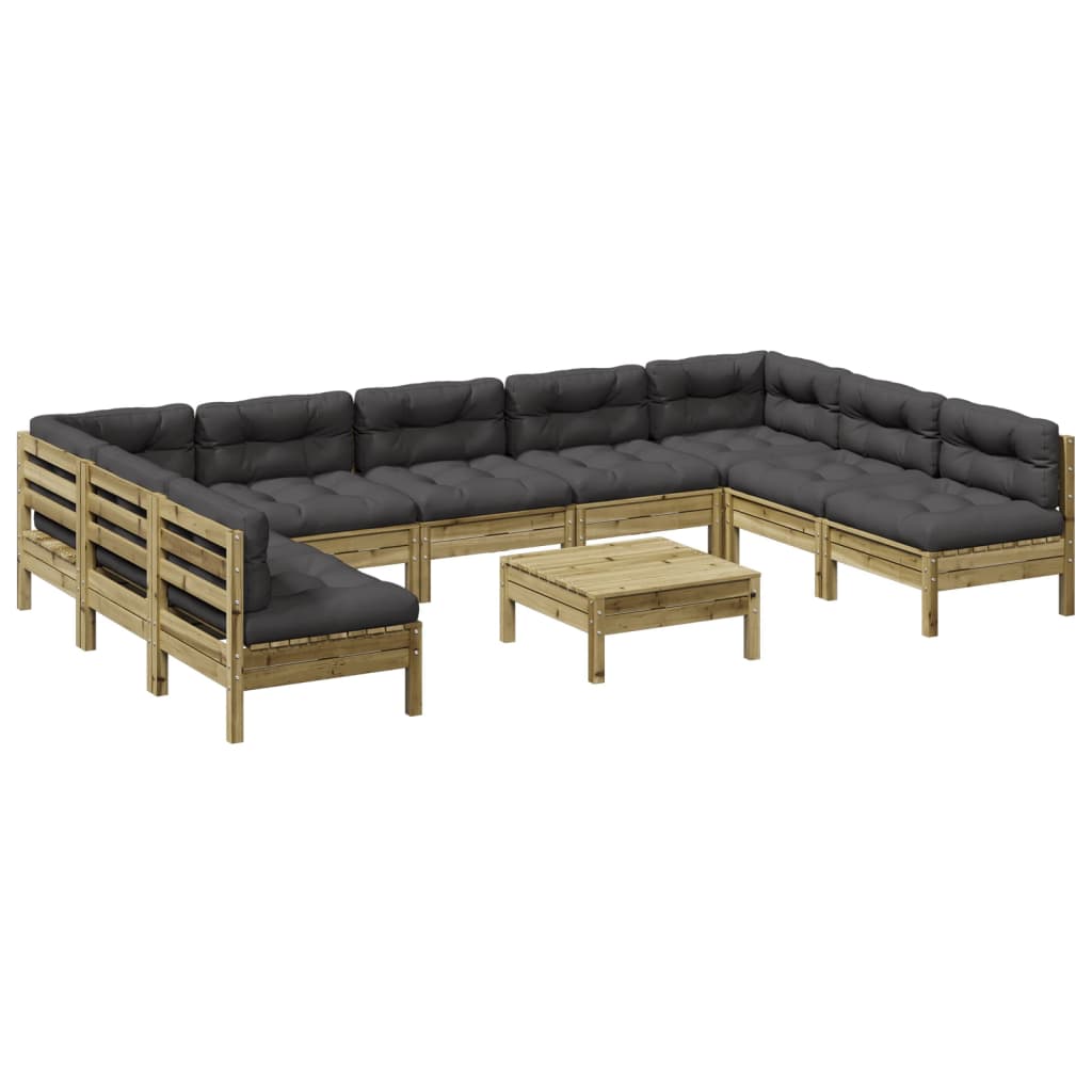 10-dijelni set vrtnih sofa s jastucima od impregnirane borovine