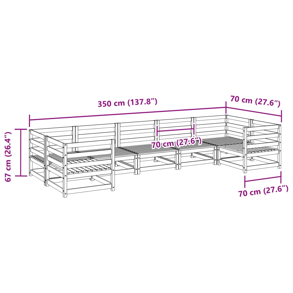 7-dijelni set vrtnih sofa od masivnog drva duglazije