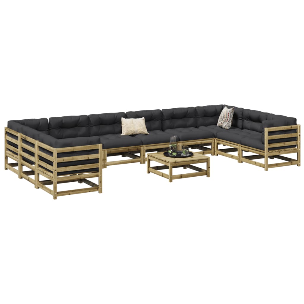 11-dijelni set vrtnih sofa od impregnirane borovine