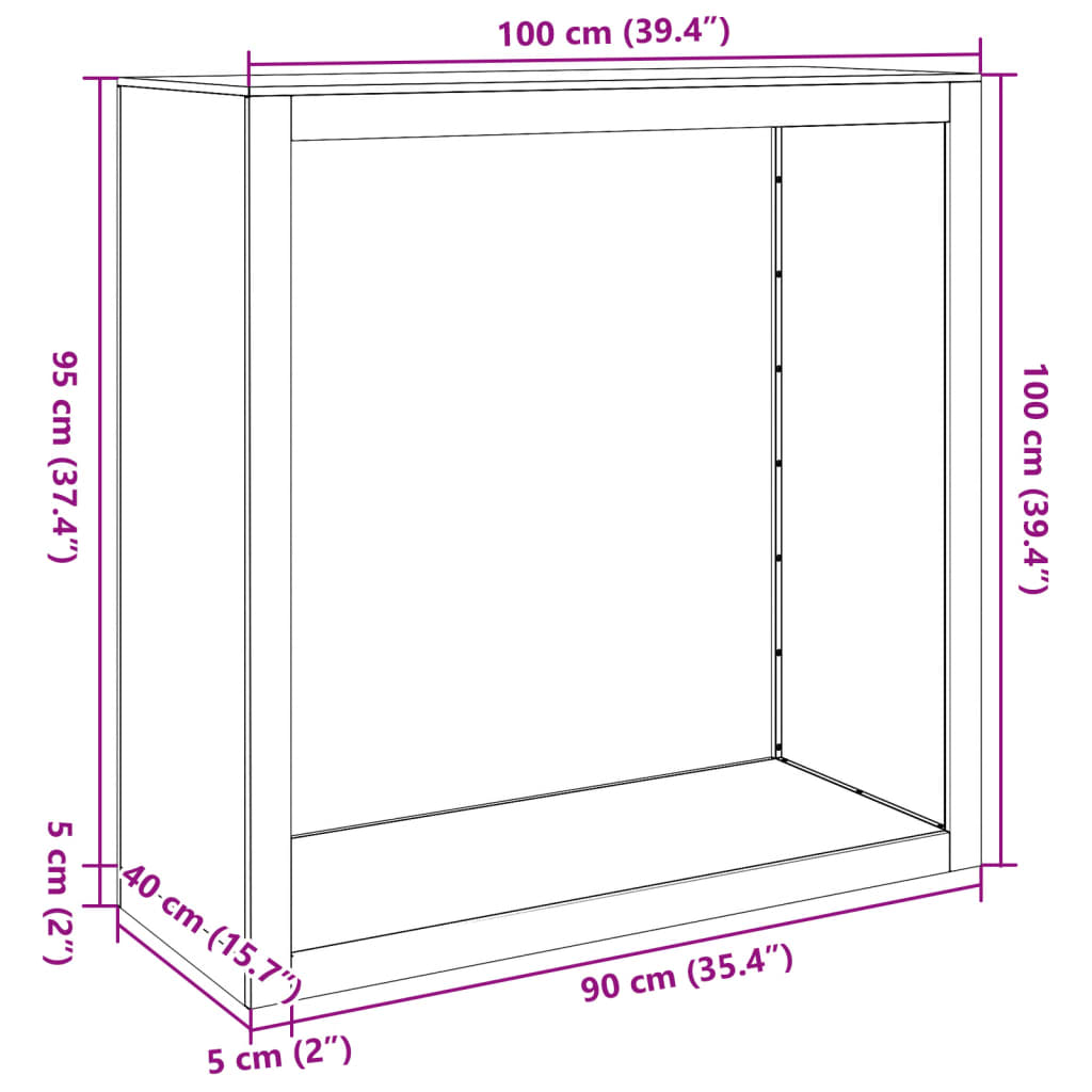 Stalak za drva za ogrjev 100x40x100 cm od nehrđajućeg čelika