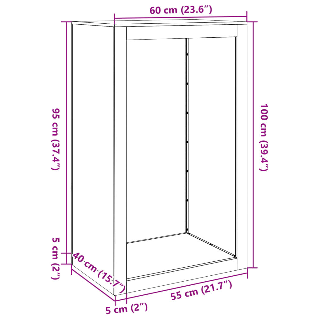 Stalak za drva za ogrjev antracit 60x40x100 cm čelični
