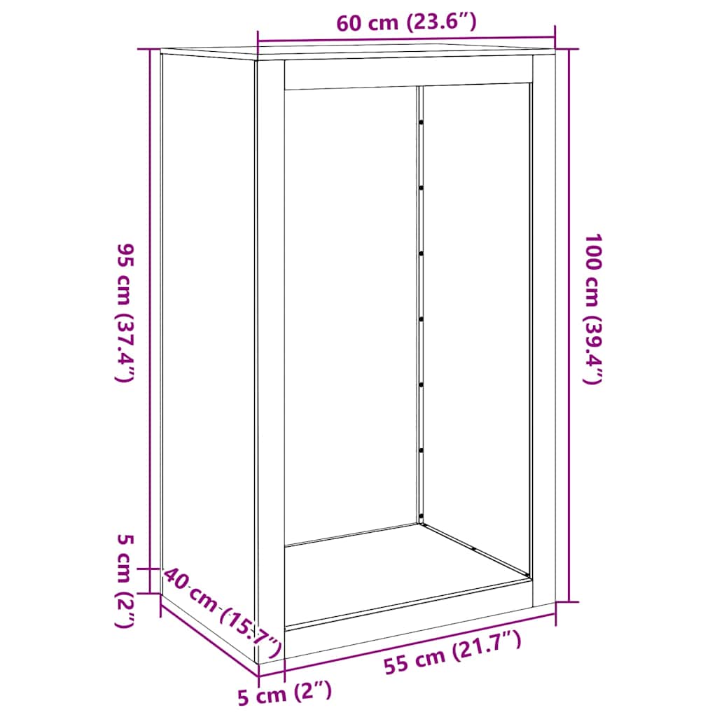 Stalak za drva za ogrjev 60x40x100 cm Pohabani čelik