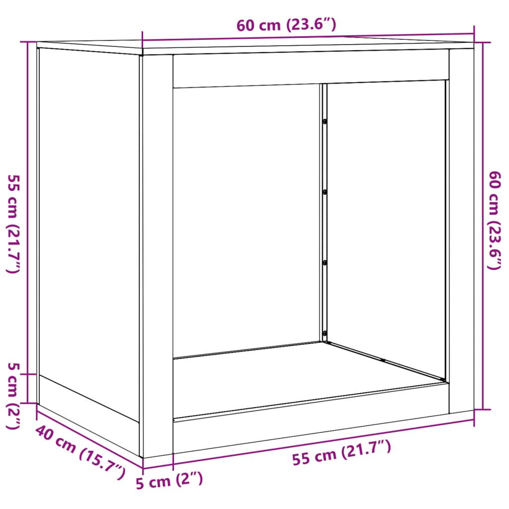 Stalak za drva za ogrjev zeleni 60 x 40 x 60 cm čelični