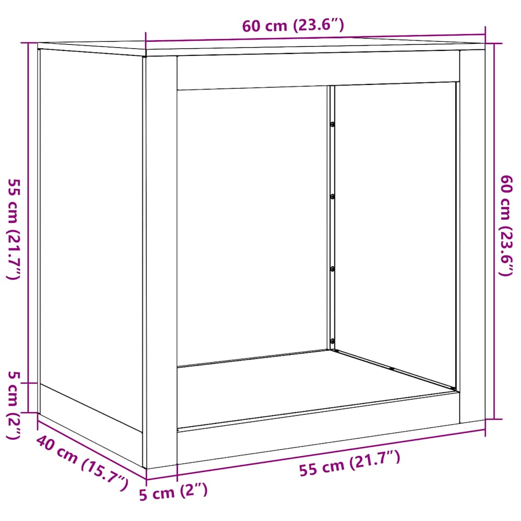Stalak za drva za ogrjev 60 x 40 x 60 cm od pocinčanog čelika