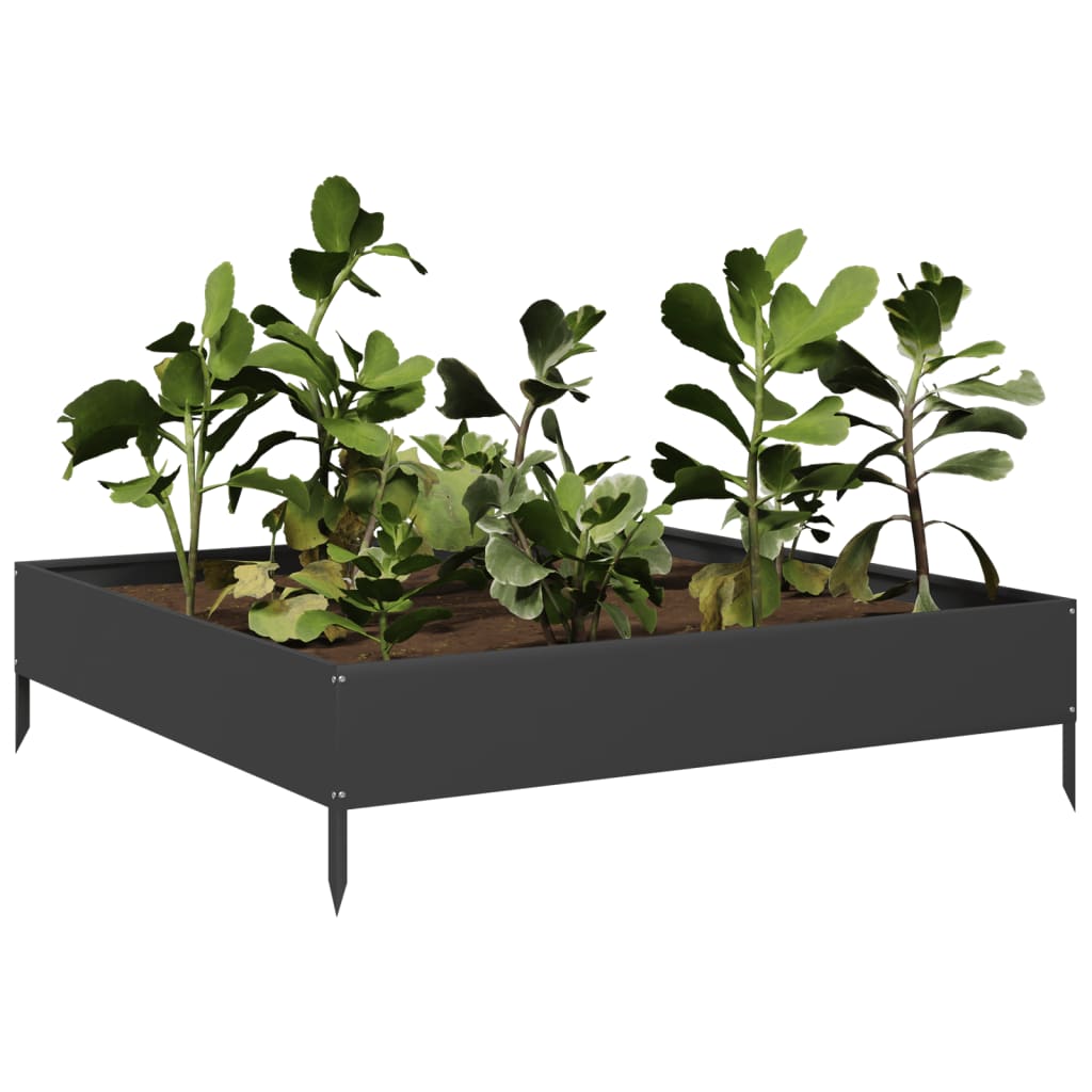 Povišena vrtna gredica crna 100 x 100 x 26 cm od čelika