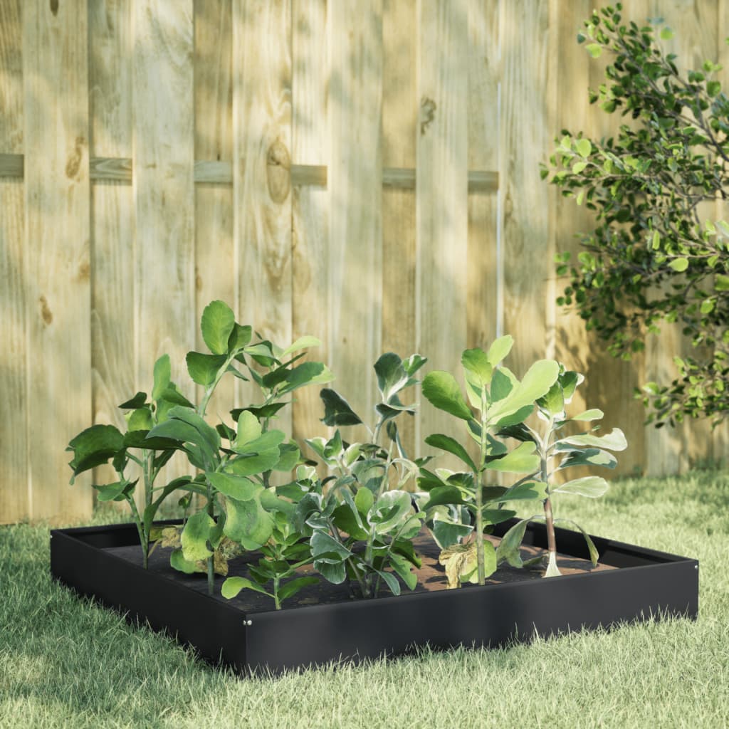 Povišena vrtna gredica crna 100 x 100 x 26 cm od čelika