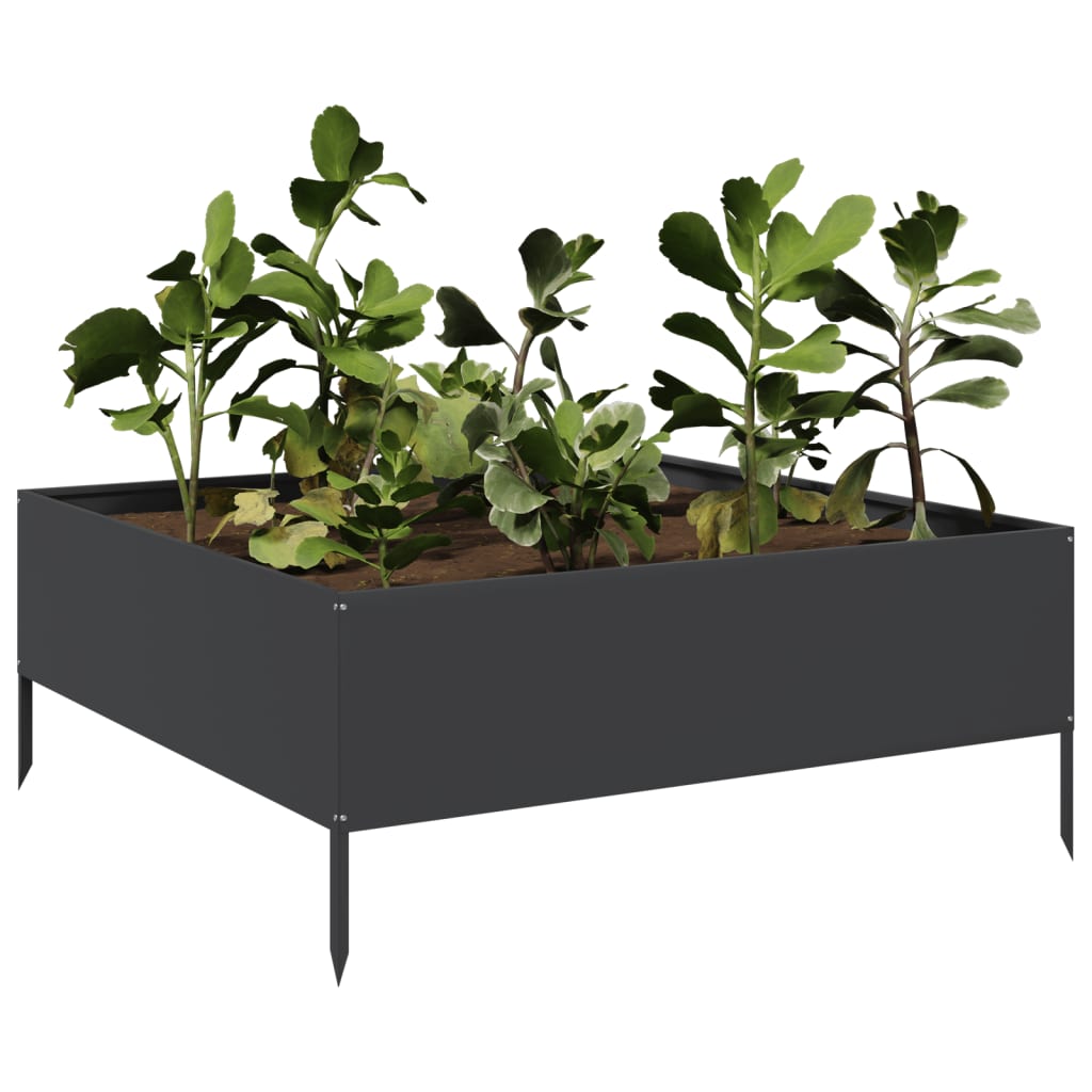 Povišena vrtna gredica crna 100x100x25 cm od čelika