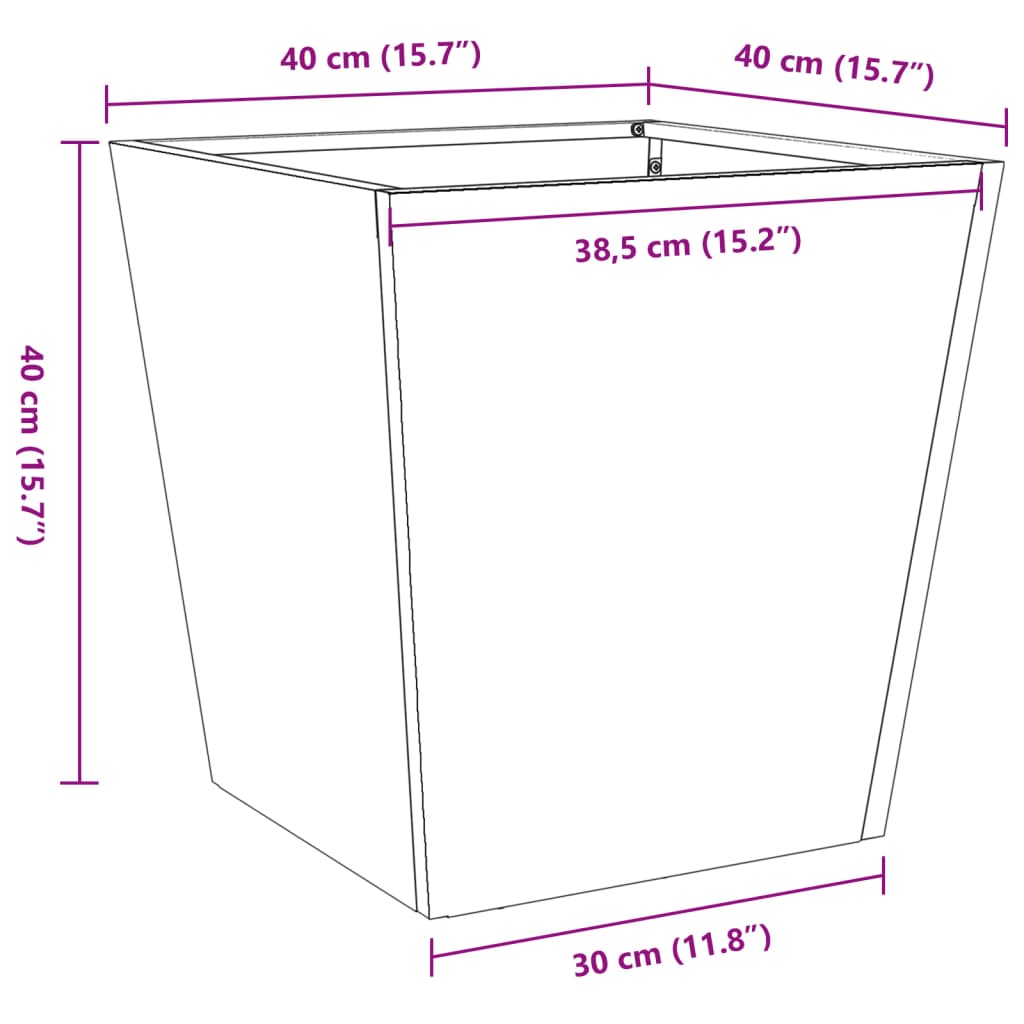 Vrtne sadilice 2 kom bijele 40x40x40 cm čelične