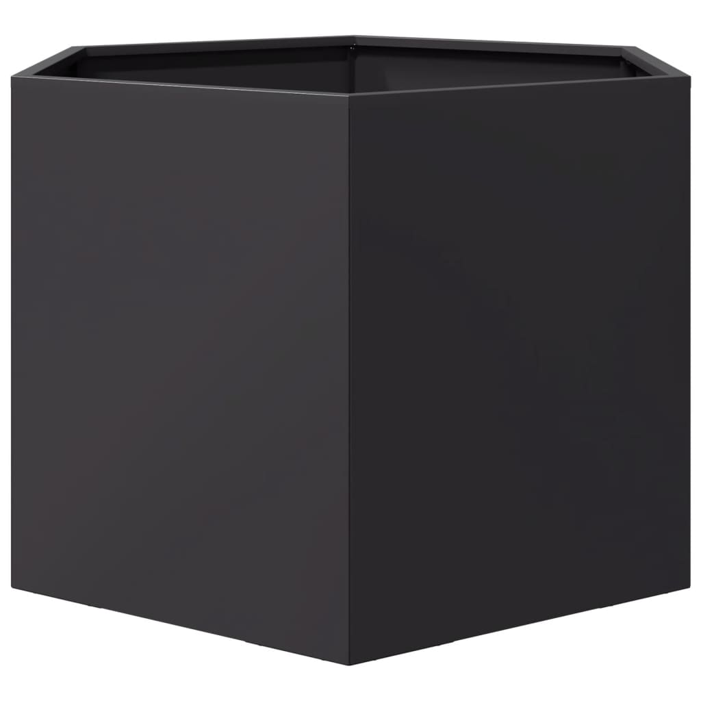 Vrtna sadilica crna šesterokutna 69x60x45 cm čelična