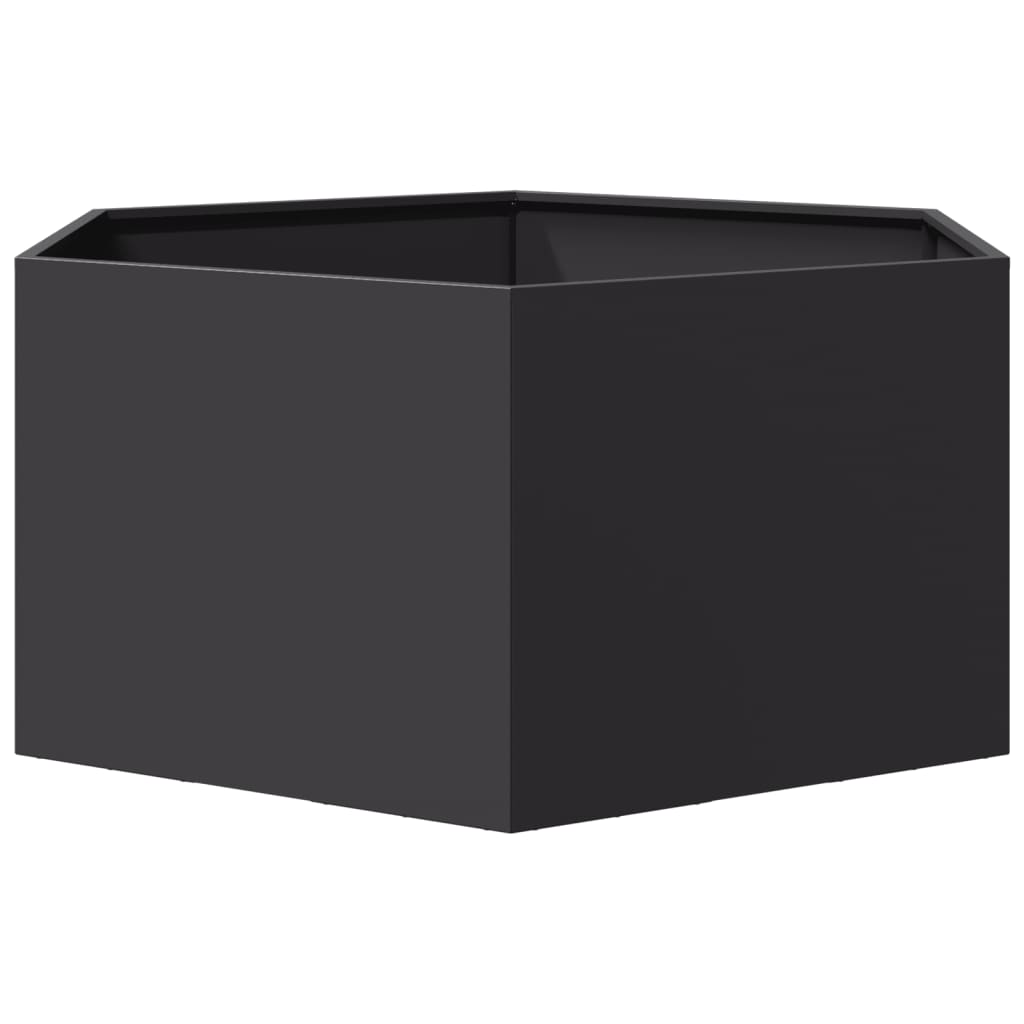 Vrtna sadilica crna šesterokutna 104 x 90 x 45 cm čelična