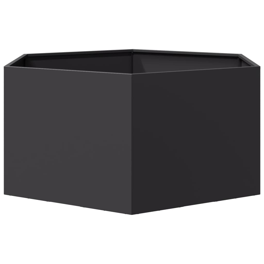 Vrtna sadilica crna šesterokutna 104 x 90 x 45 cm čelična