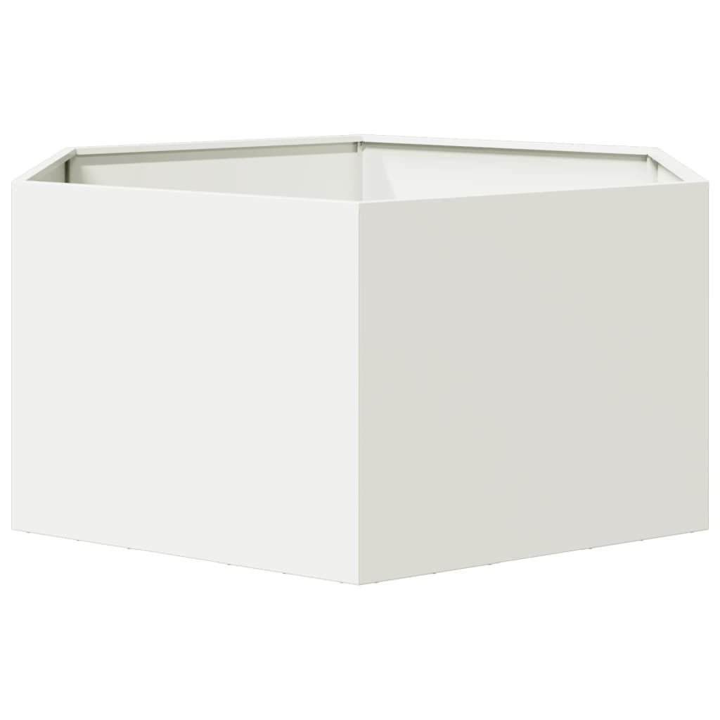 Vrtna sadilica bijela šesterokutna 104 x 90 x 45 cm čelična