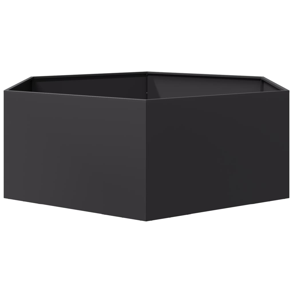 Vrtna sadilica crna šesterokutna 138 x 120 x 45 cm čelična