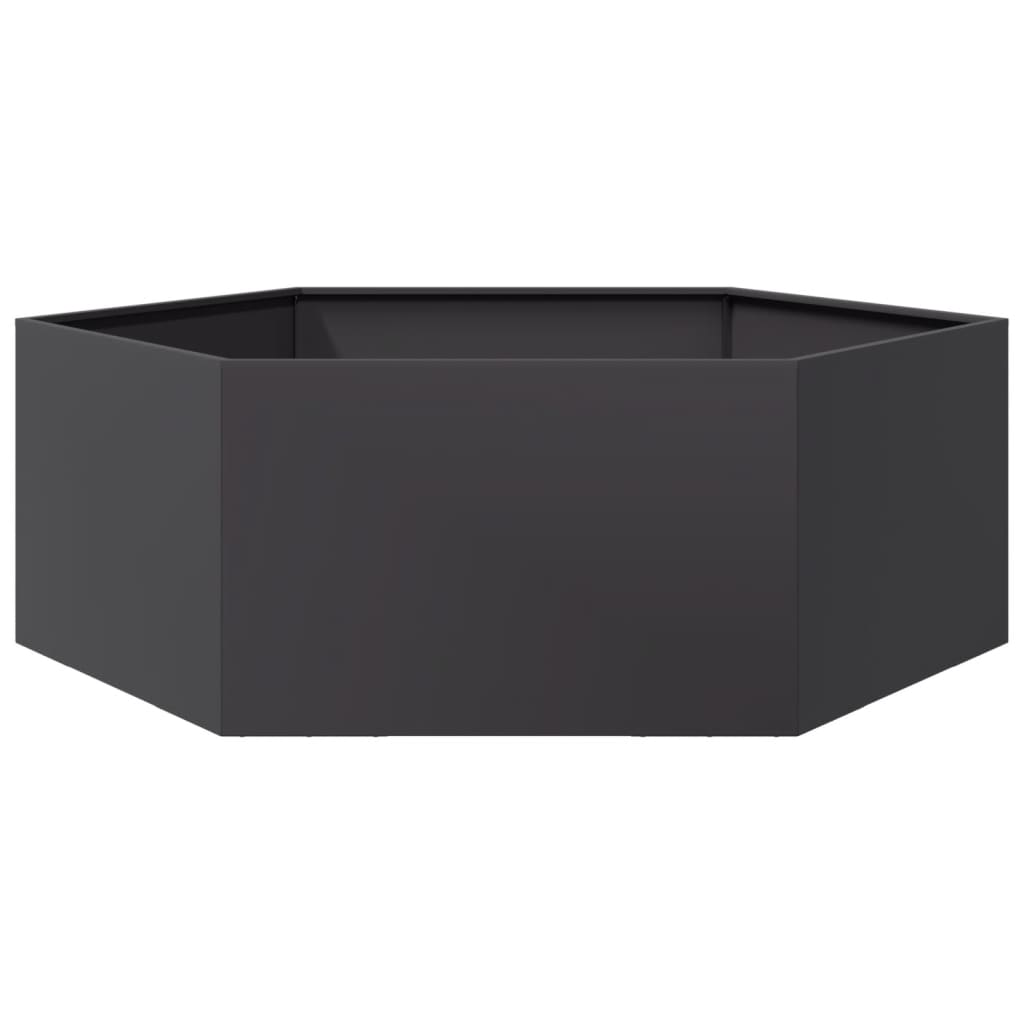 Vrtna sadilica crna šesterokutna 138 x 120 x 45 cm čelična